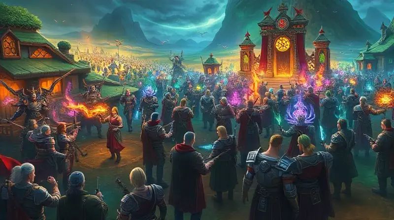 Evento grupal épico en mundo fantástico