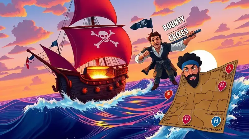 Barco pirata animado navega con tesoro