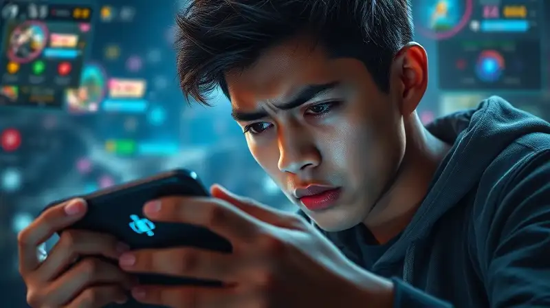Jugador de Mobile Legends concentrado y frustrado