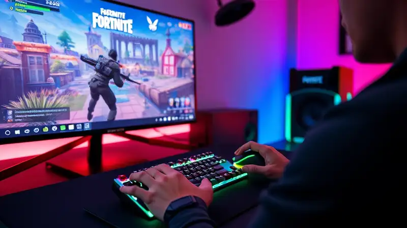 Jugador usa teclado y mouse en Fortnite