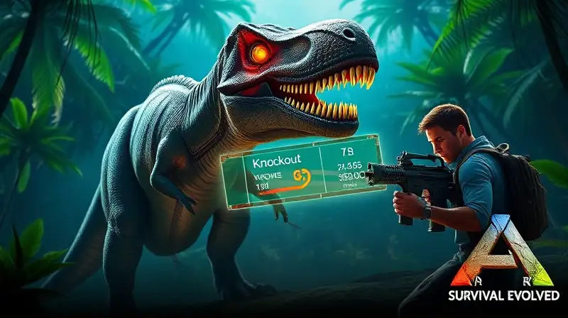Dinosaurio futurista con estadísticas holográficas