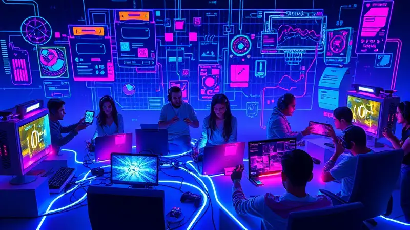 Consolas conectadas, gamers colaboran, tecnología futurista