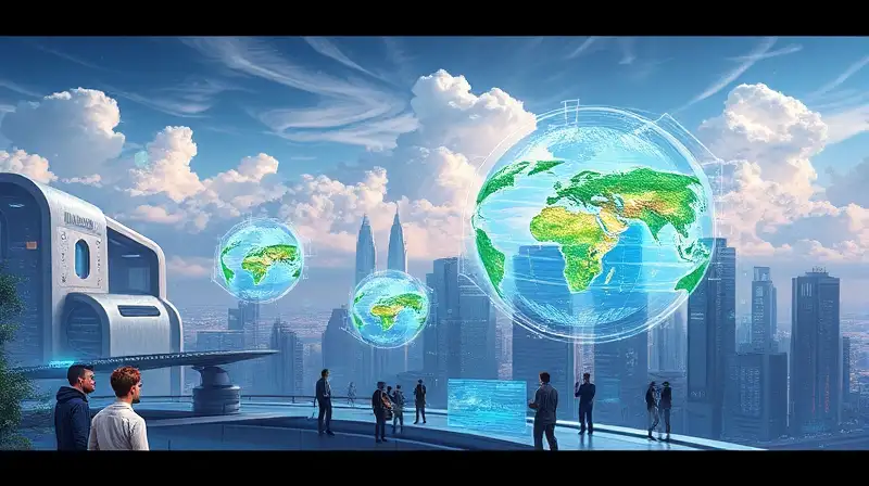 Ciudad futurista con tecnología y clima virtual