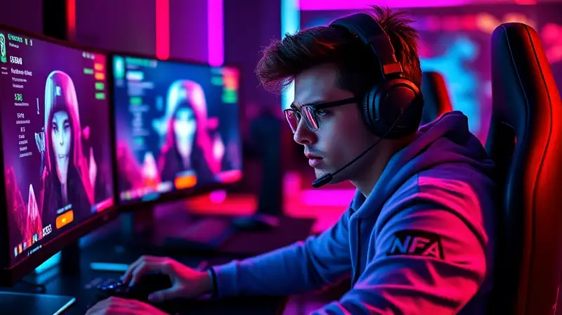 Jugador profesional de esports con setup avanzado
