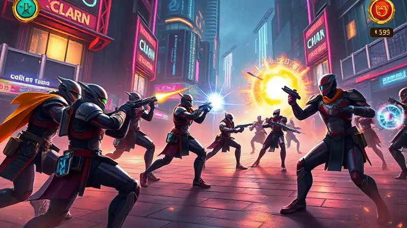 Guerreros futuristas luchan en ciudad neón