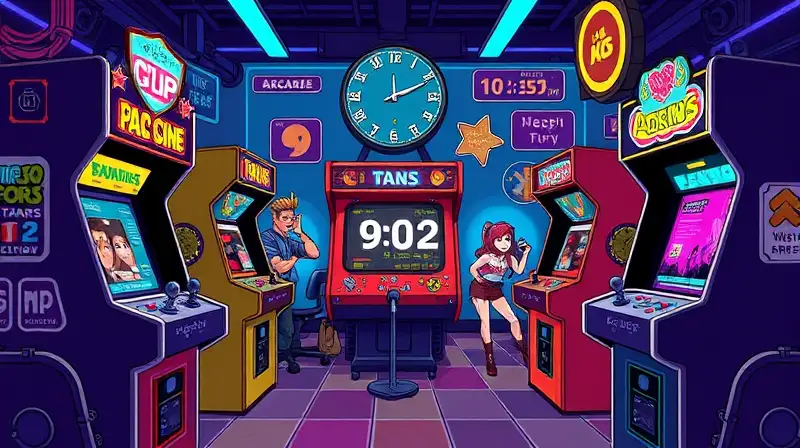 Máquinas arcade retro con historia interactiva