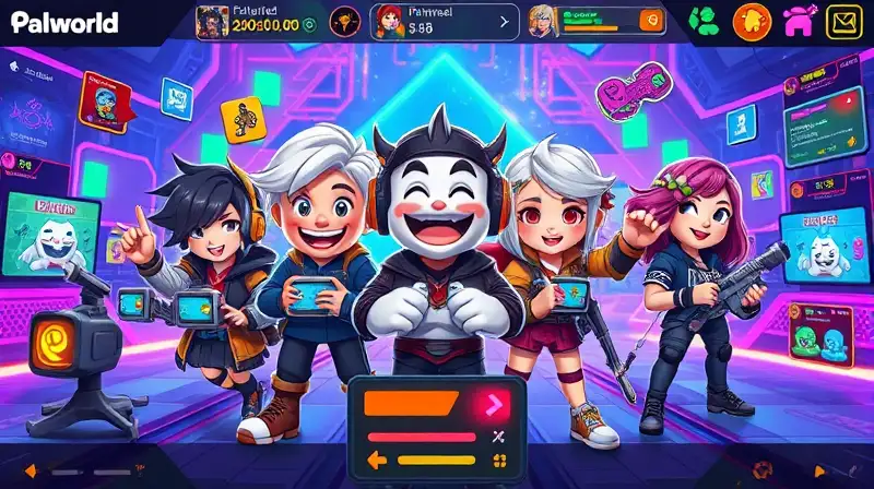 Personajes de Palworld en interfaz digital vibrante
