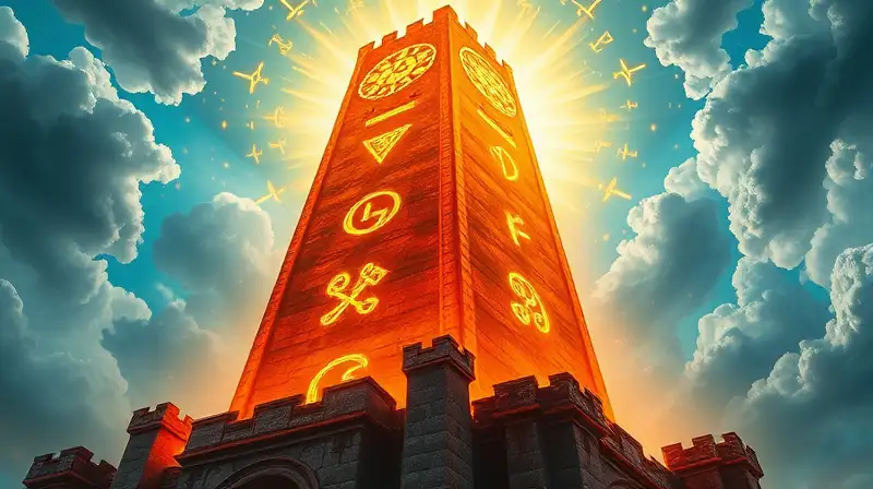 Torre mágica luminosa con runas brillantes