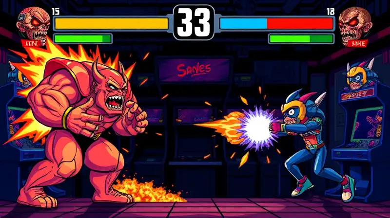 Jefe arcade pixelado con acción intensa