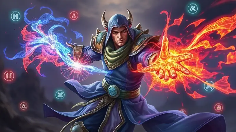 Mago de WoW lanzando hechizos mágicos intensos