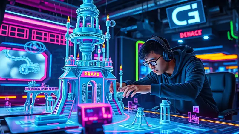 Dos gamers construyen fuerte digital futurista