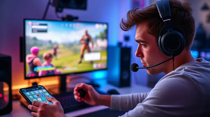 Gamer influencer estresado juega Fortnite intensamente
