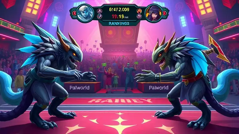 Dos jugadores en torneo futurista con criaturas
