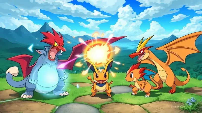 Equipo Pokémon listo para batalla intensa