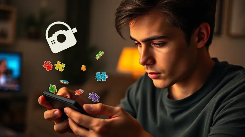 Persona concentrada en juego de rompecabezas