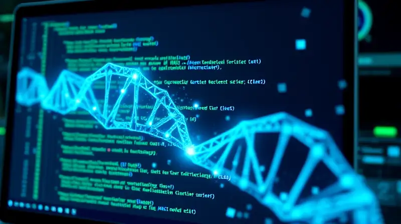 Pantalla futurista con código y datos holográficos