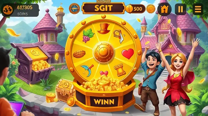 Interfaz móvil colorida con premios animados