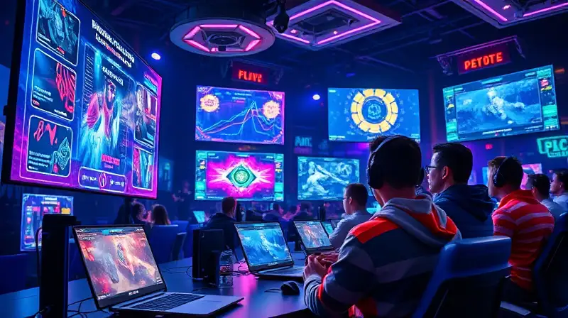 Arena futurista de esports con tecnología avanzada