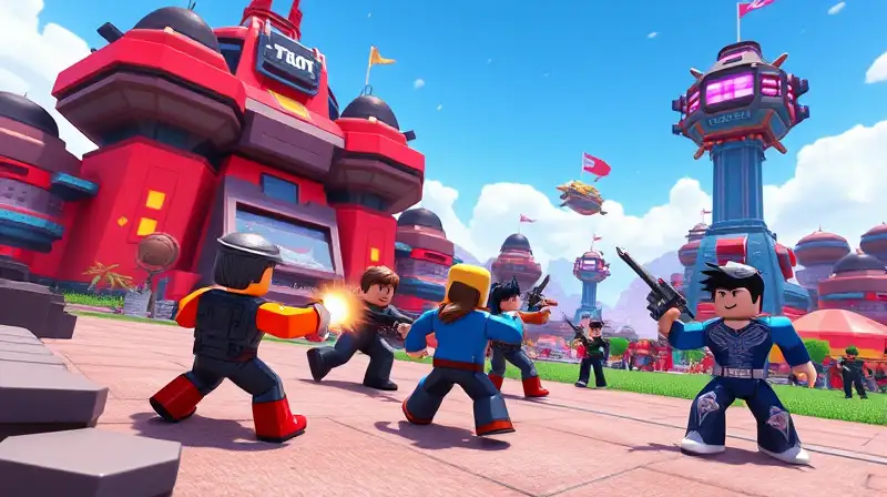 Personajes de Roblox defienden base con estrategia