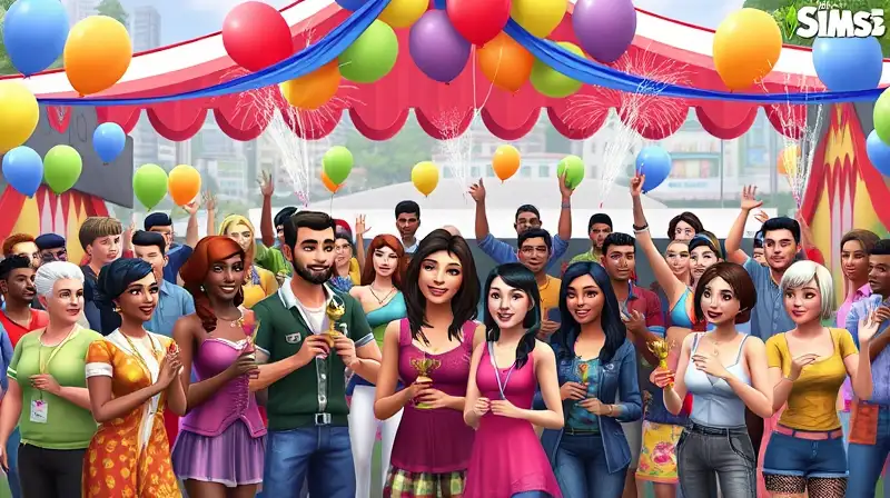 Los Sims celebran un festival colorido feliz