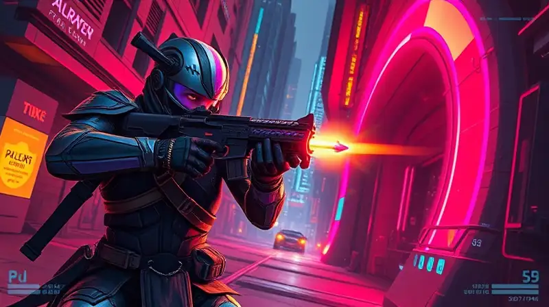 Duelista de Valorant en intenso combate futurista