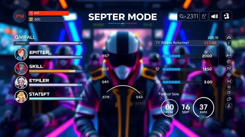 Interfaz futurista de juego con barras visibles