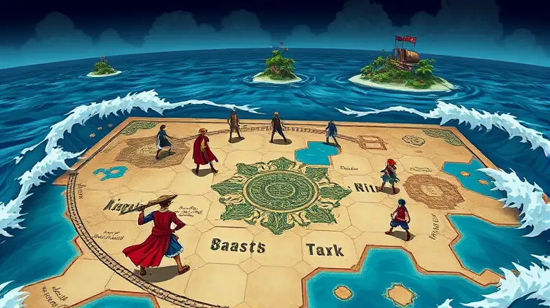 Mapa estratégico con personajes de One Piece