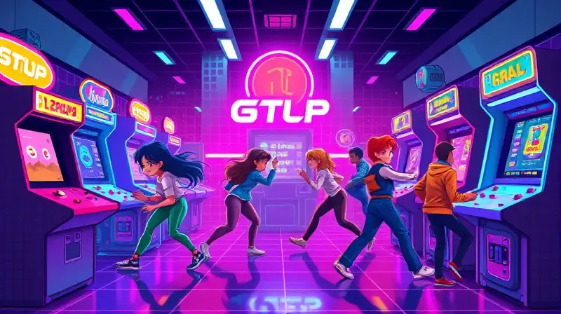 Escena arcade retro con arte digital vibrante