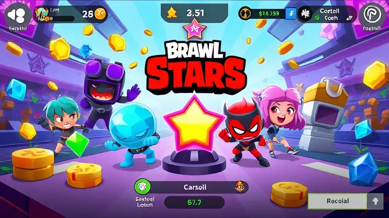 Gemas y personajes animados en arena competitiva