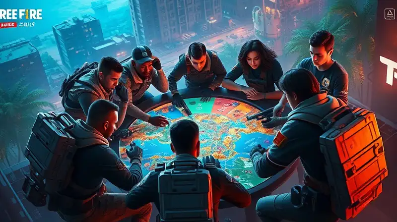 Equipo Free Fire planifica con mapa digital