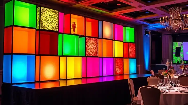 Bloques coloridos decoran ambiente festivo elegante