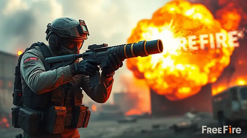Soldado armado en explosiva batalla Free Fire