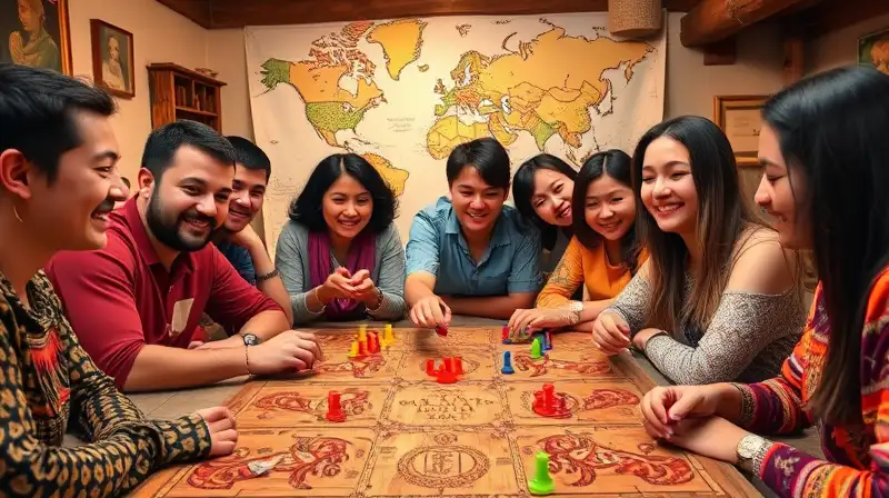 Personas diversas juegan juegos de mesa tradicionales