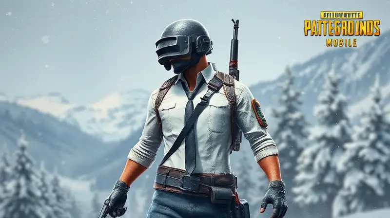 Personaje PUBG invernal en montaña nevada