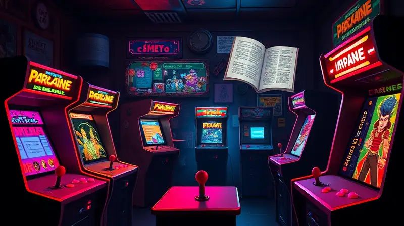 Arcade retro con luz neón y acción