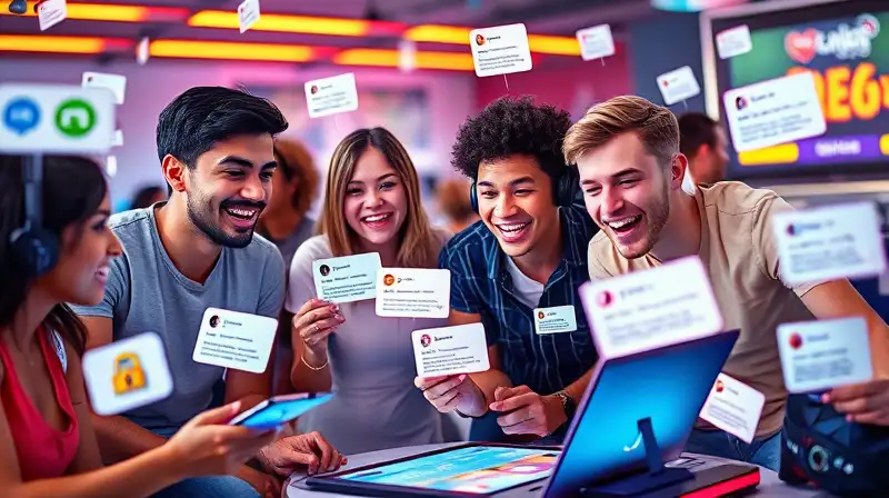 Jugadores interactúan con encuestas coloridas dinámicas