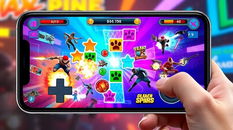 Juego móvil vibrante con acción y puzzles