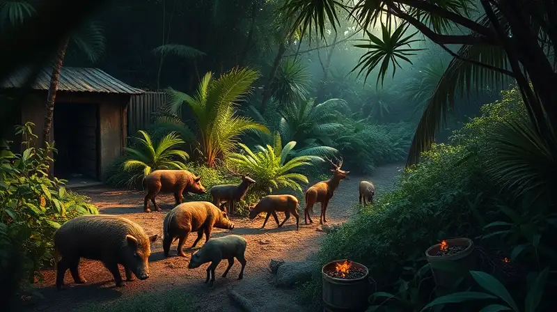 Jungla peligrosa con animales y trampas
