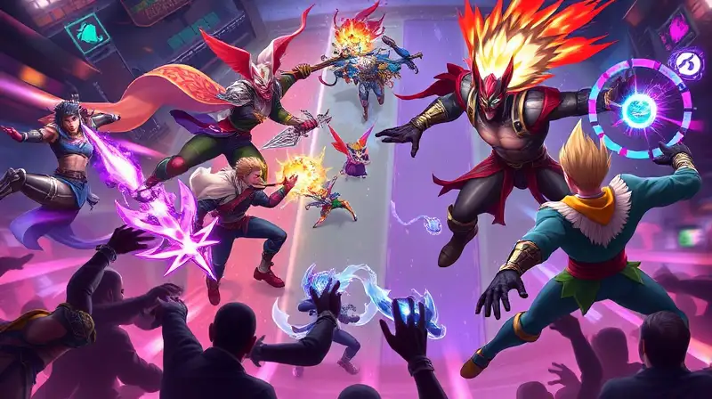 Batalla heroica vibrante en arena electrónica