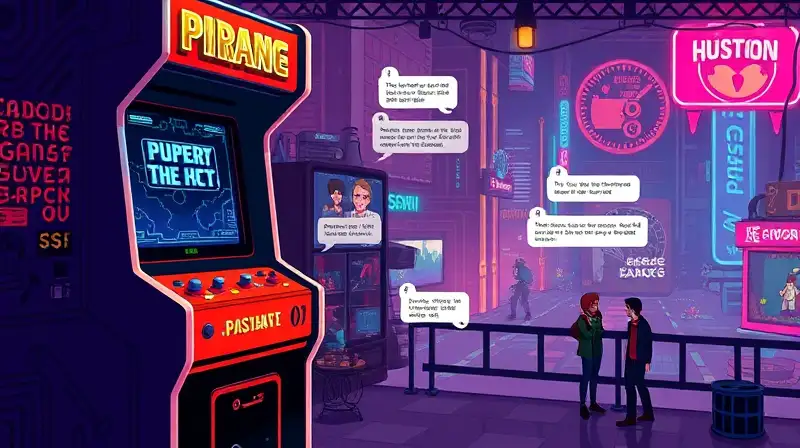Máquina arcade retro con gráficos pixelados vibrantes