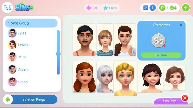 Pantalla de Sims con avatares y audio