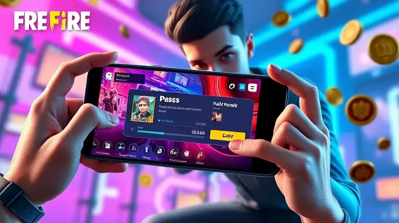 Gamer con smartphone muestra progreso Free Fire