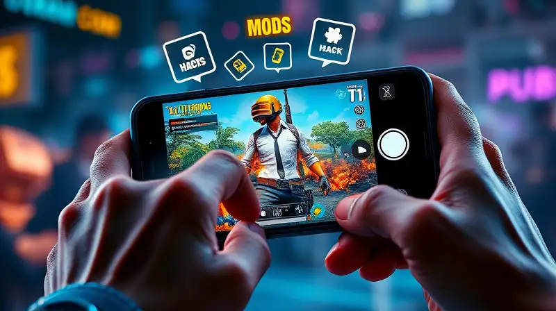 Jugador móvil usando mods en PUBG