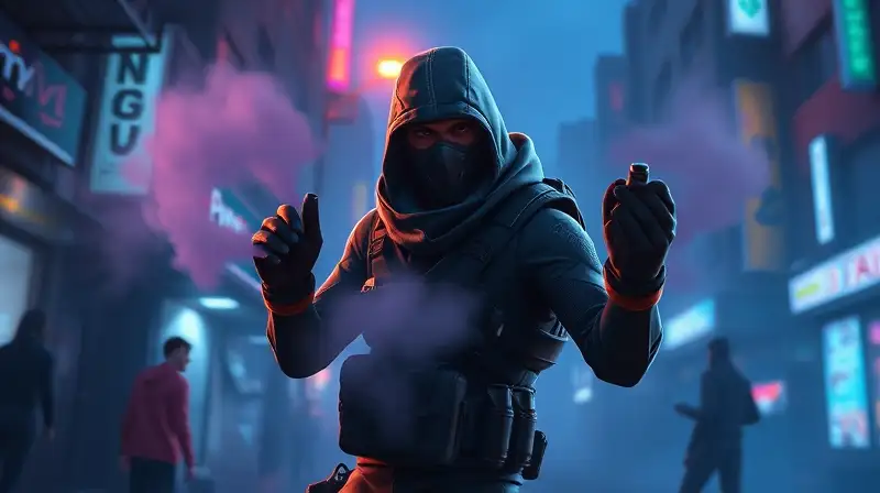 Personaje sigiloso de Fortnite con equipo táctico
