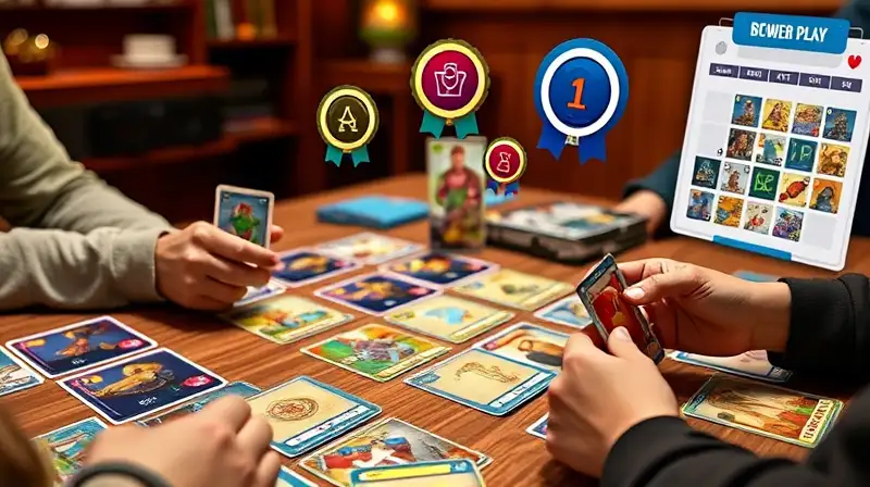 Jugadores intercambian cartas en ambiente acogedor