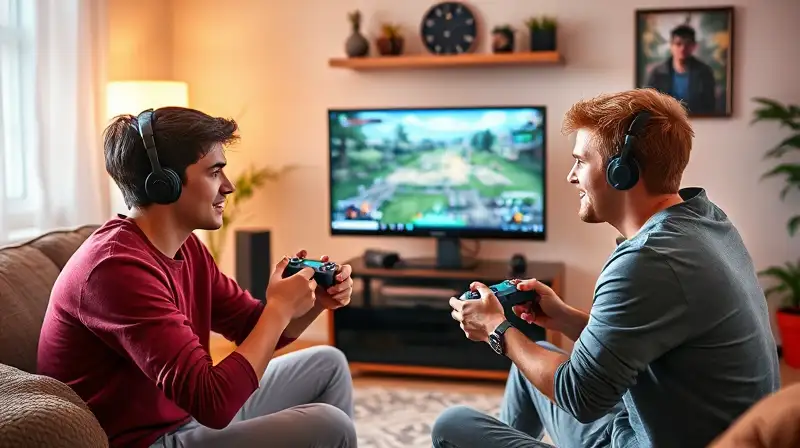 Dos gamers juegan juntos offline en PC