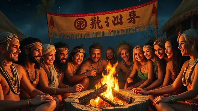 Clan diverso comparte tesoros junto hoguera