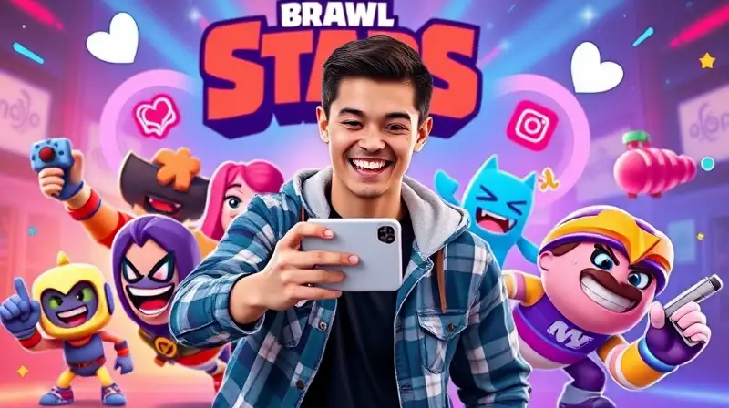Joven influencer rodeado de personajes y tecnología