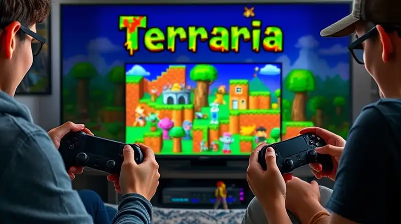 Jugadores cooperan en colorido mundo pixelado