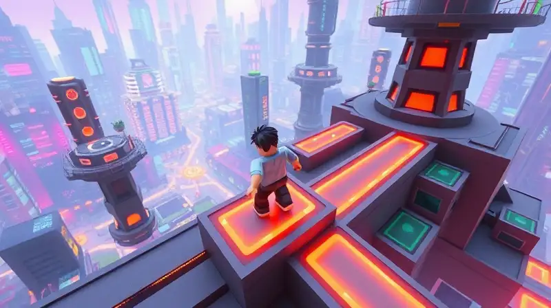 Avatar de Roblox explora plataforma 3D futurista